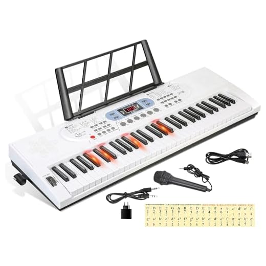 Hricane Teclado de piano de 61 teclas con micrófono, notas de piano, atril electrónico, regalo para principiantes jóvenes adulto hombre mujeres