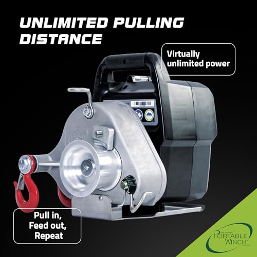 Winche portátil PCW3000-Li batería 2,200 lbs capacidad miniatura 4