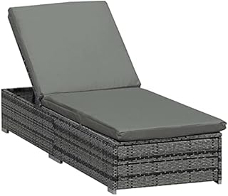 Outsunny Rattan Sun Lounger Adjustable Garden Furniture Recliner Bed Chair Reclining Patio Wicker Grey