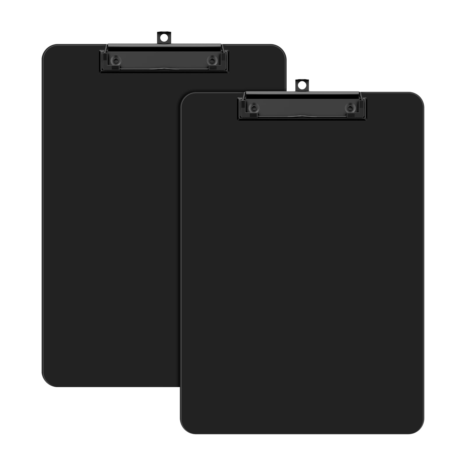 Zoenley Plastic Clipboard Set of 2, 12.5 x 9 Letter Size for Classroom, Students, Teacher, Nurse, A4 Black 8.5 x 11 Clip Board with Low Profile Black Clip, Office & School Supplies