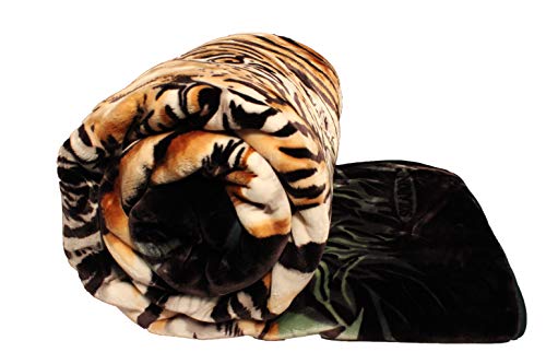 Crover B0Q-Qix-0Sy Korean Solaron Super Thick Mink Blanket (King, 3 Tigers Green), Multicolor #TOP7