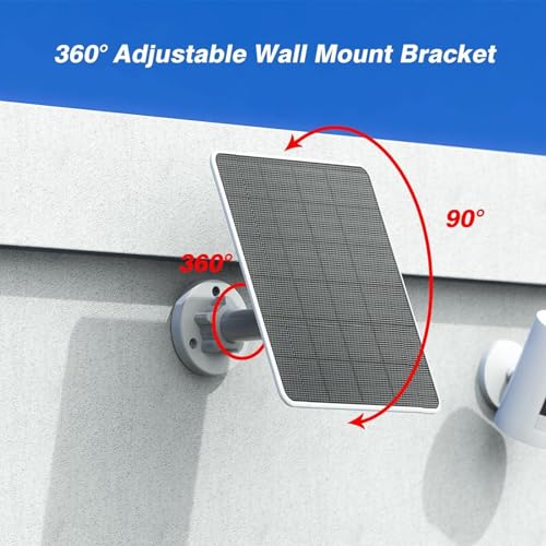 Solarpanel-Ladegerät für Ring Spotlight Cam und Ring Stick Up Cam, IP65 Wasserdichtes Solarpanel mit 5 V 10 W Aufladung, 9,8 Fuß Langes Kabel (CSP4W-DC-B)