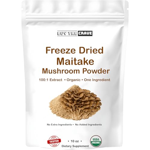 BUY THE CRAVE Organic Maitake Mushroom Extract Powder 100:1 Wild-Harvested Fruit Body Dual-Phase Hot-Water Extraction Immune-Support Adaptogen Vegan & Non-GMO 10 oz (283.5 g)