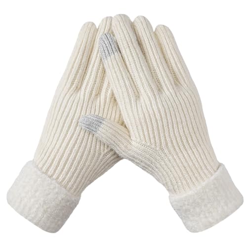 Pleneal Winter Gloves for Women, Warm Touchscreen Texting Knit Fleece Lined Thermal Glove for Cold weather