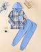 Yhnslsf 5t Boys Clothes Fall Winter 2 Piece Outfits Toddler Boy Sweatsuit Size 6 Blue Plaid Pockets Hoodie Pants Boys' Tracksuits Button Sweatshirts Sweatpants Sports Workout Clothing Jogger Set