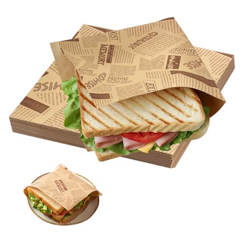 150 Pezzi Carta Oleata per Alimenti 15x15 cm, Sacchetti per Snack e Hamburger, Sacchetti per Alimenti Anti-grasso, Carta da Imballaggio Alimentare Usa e Getta per Patatine, Hamburger, Panini