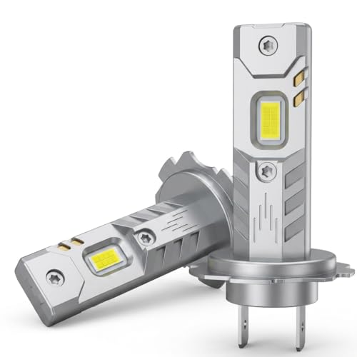ViiRou Bombillas H7 LED, 30000LM 6000K Blanco Frío, 9V H7 LED Luces Largas y Cortas para Moto y Coche, Diseño Mini 1:1, IP68, Reemplace Halógenas, Plug and Play(2PCS)