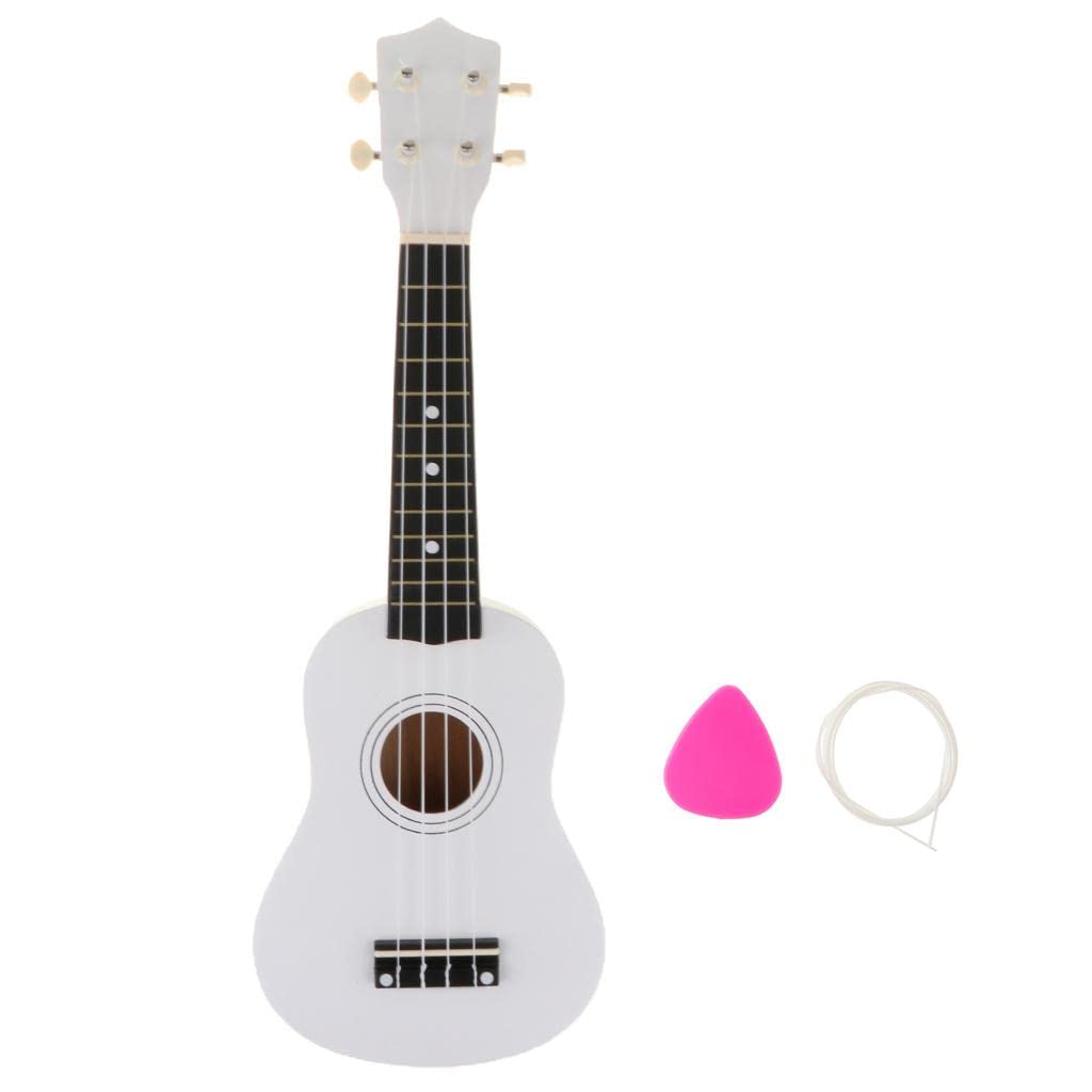 Ukulele Strumento Musicale Mini Chitarra 4 Corde Legno Accordabile in Nylon Adatto a Bambini Principianti Adulti Regalo Strumenti Musicali, Bianca