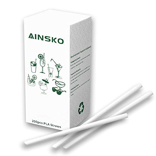 100% Compostable Straw Plant-Based Biodegradable Straw Drinking Straws PLA Eco Friendly Straws Alternative to Plastic Straws 200-Pack