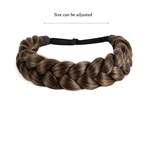 Sthejfb Bohemian Braided Headband Oversized Classic Wide Braids Adjustable Elastic Strap Synthetic Wig Headband Women's Braids Beauty Accessories (Medium Brown) #TOP2