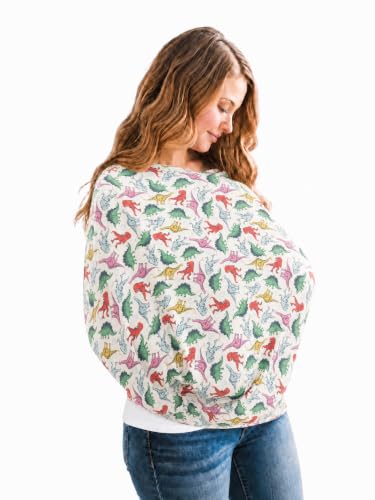Image of Copper Pearl Nursing Cover for Breastfeeding - Multi-Use Baby Car Seat Cover, Stroller Cover & Breast Feeding Cover Up for Women, Stretchy Breathable High Quality Cover, Dinosaurs of Jurassic Park