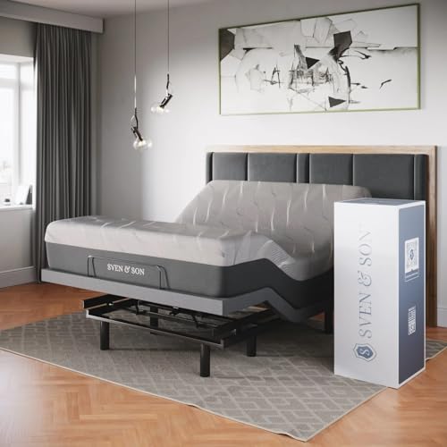 Image of Sven & Son Classic Adjustable Bed Base, Head and Foot Lift, Massage, Under-Bed Lights, USB, Gel Memory, Zero Gravity Smart Frame - Full + 10 inch Memory Foam Matt (Firm)