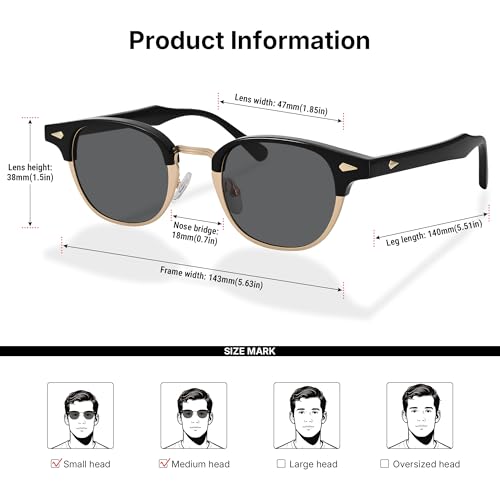 Pro Acme Polarized Sunglasses for Men Women Classic Semi-Rimless Frame Square Sun Glasses Retro Driving Shades UV Blocking4