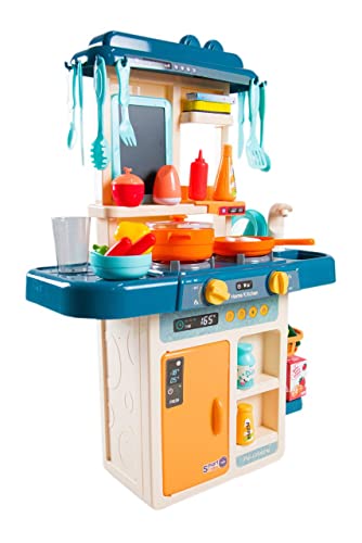 Cozinha Infantil Brinquedo Com Água Luz Som Fumaça 42 Peças BH STORE (Azul)