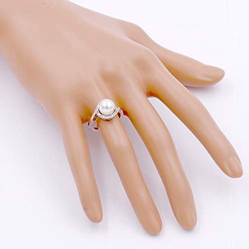 8 mm Pearl Ring Ivory AAA CZ Micro Pave Size 5-10 Wedding Jewelry3
