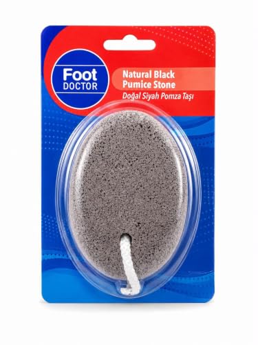 Foot Doctor Doğal Siyah Pomza Taşı, Askıya Alınabilir, Oval Tasarım, İpli | Topuk ve Ayak Bakımı, El ve Dirsek için, Gözenekli Taş Yapısı, Ergonomik Tutuş