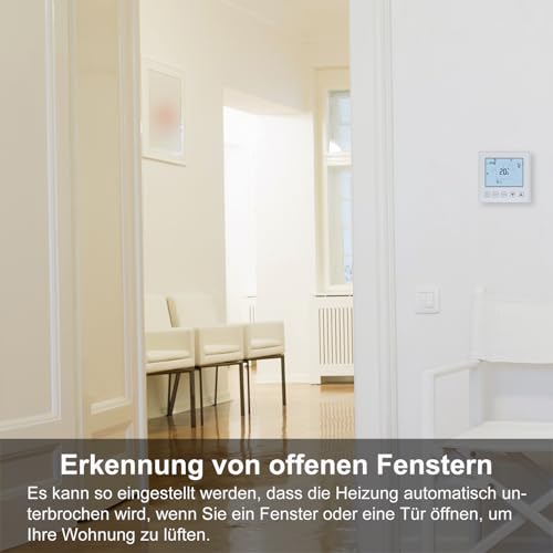 KETOTEK Smart Thermostat Fussbodenheizung Elektrisch WiFi 16A Kompatibel mit Alexa, Raumthermostat Elektrische Fußbodenheizung Digital WLAN 230V mit Smart Life/Tuya APP Steuerung, Weiß, Unterputz