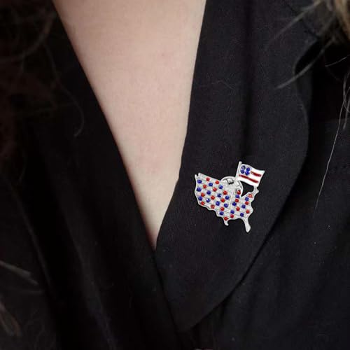 Image of Rhinestone Brooch Pins for Women, Vintage Crystal Enamel Brooches, American Flag Pin Patriotic Lapel Pins Gift for Suit Clothes Bag Accessories