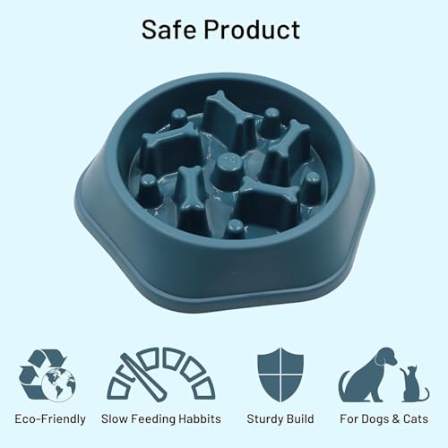 Image of Durable Slow Feeder Bowl for Dog| Anti-Choke Non-Slip Pet Feeding Base and Easy to Clean| Dish Promotes Healthy Eating| Reduces Bloating and Digestive Issues|Interactive Maze Design (Blue)