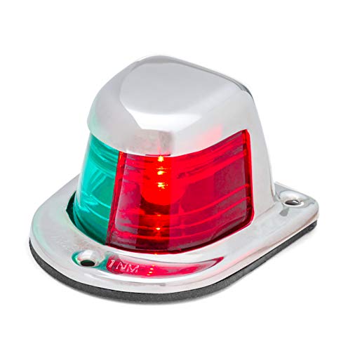 Attwood 66318-7 Stainless Steel Bi-Color 1 Nautical Mile Sidelight with 7.5-Watt Lamp