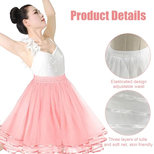 3 Layers Petticoat Girls Tutu Skirts, Puffy Tulle Ballet Crinoline Underskirts Half Slip for Toddler Girls Party Daily Wear3