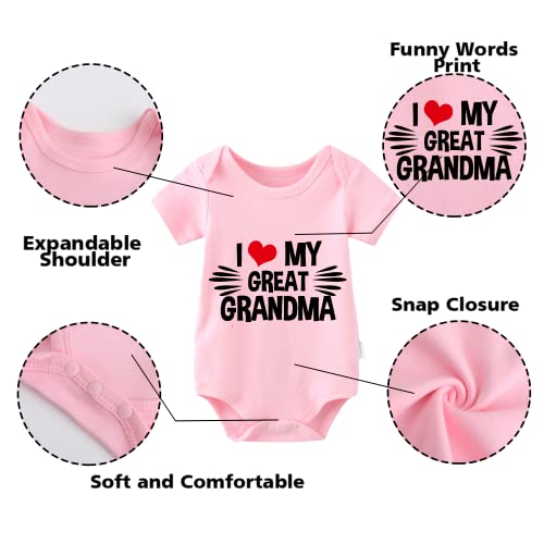 YSCULBUTOL Baby Twins Bodysuit I Love My Great Grandma Infant Baby Clothes Unisex Romper Twin Outfits With Hat2
