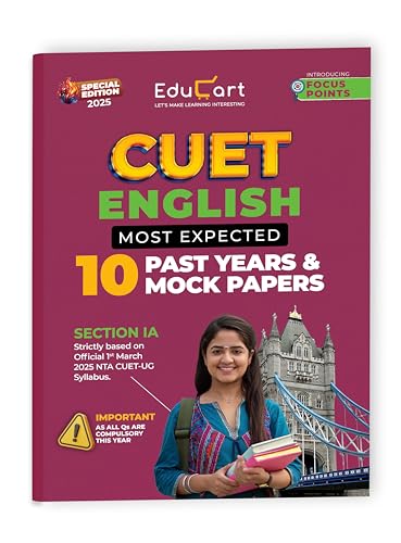 Educart 10 CUET UG 2025 English Past Years & Mock Papers 2025 (Se...