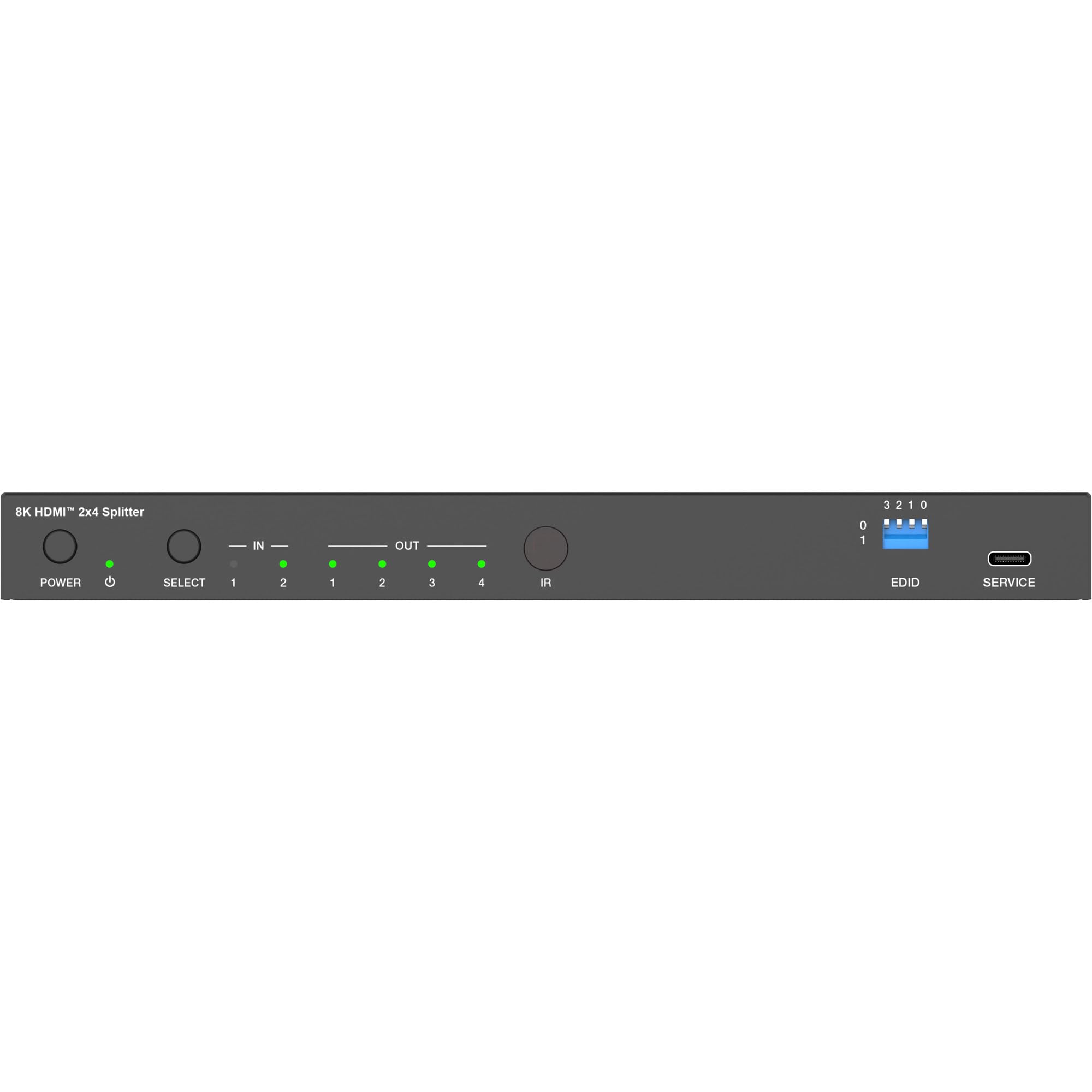 Inline Splitter HDMI 2x4, 8K 60Hz, 4K 120Hz, HDMI 2.1 | 2 HDMI su 4 Display, 8K 60Hz, 4K 120Hz, Downscaling, Audio De-Embedding, EDID, RS232