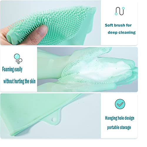 Haustier Grooming Handschuhe, Pflegehandschuhe Katzen aus Silikagel Handschuh Bürste Katze, Aufhängbares Design, Baden und Massieren für Hunde und Katzen (Grün)
