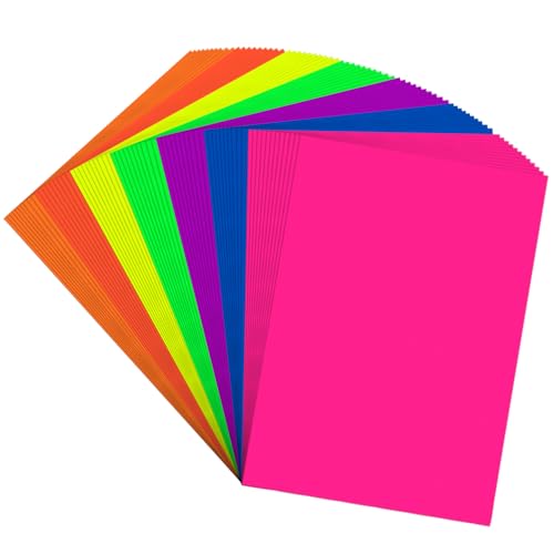 MAGECUBIKU Colored Copy paper 8.5X11 Inches 140 Sheets 20 lb/80GSM 7 Colors Neon Fluorescent Letter Size Printer Multipurpose Paper for Office School Education Daily Printing Document Copying Study