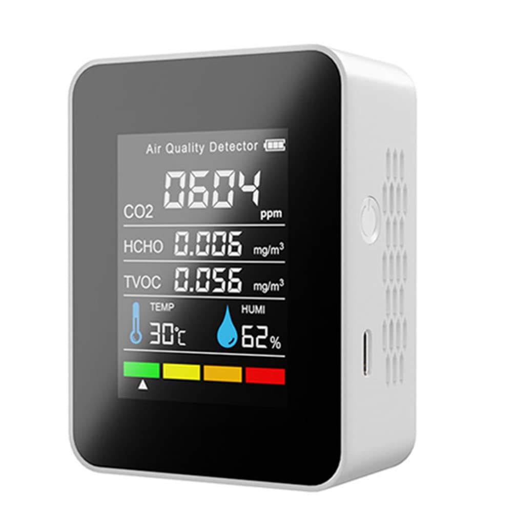 Orton Medidor digital de CO2 5 en 1, medidor de humedad y temperatura, detector de dióxido de carbono, monitor de calidad del aire, analizador TVOC HCHO-B