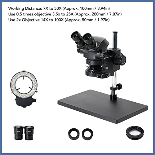 Microscope Camera, 100‑240V Flexible Rotation Trinocular Microscope Black With Ring White Light For Clocks (Us Plug 100‑240V) #TOP6