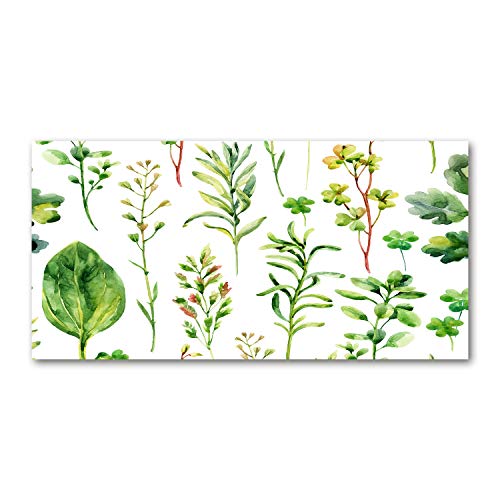 Fond de hotte verre Tulup 100x50cm avec motif herbes sauvages pour splashback de cuisine