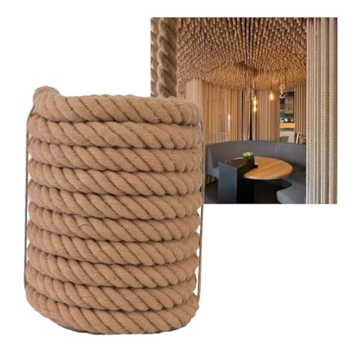 Corda di iuta naturale da 1-60 mm, multiuso, intrecciata, per altalena, amaca, pontili, artigianato, paesaggio, tiro alla fune, vela, ringhiera, escursionismo, giardinaggio e campeggio (60 mm x 1 m)
