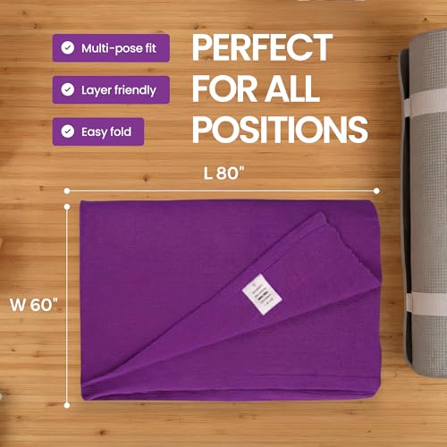 Image of Yogikuti Cotton Iyengar Yoga Blanket | Soft Breathable Yoga Support Blanket for Restorative & Iyengar Yoga, Meditation, Pranayama Practice | Yoga Accessories & Props (Purple)