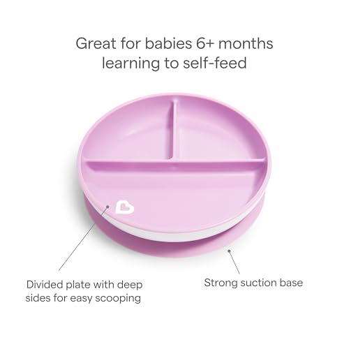 Munchkin Stay Put Suction Plates — 2-Pack Divided Sections, Pink/Purple — view 4