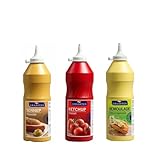 Dänisches Hot Dog Saucen Trio - je 800g Ketchup, Senf & Remoulade