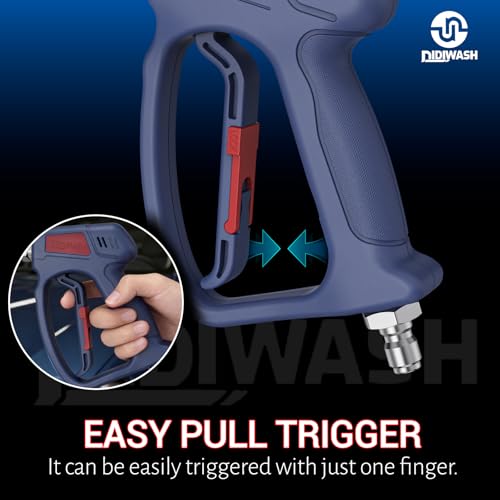 Image of Swivel Pressure Washer Gun with Smoooth Rotate 3 /8 inch Plug,4500PSI Short Power Washer Gun with 1 /4 inch Socket Adapted to Foam Cannon,Pressure Washer Handle Include Spray Nozzle Hose Connector