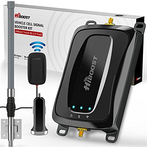 HiBoost Truck Cell Phone Signal Booster for 5G 4G LTE All U.S. Carrier Verizon AT&T T-Mobile Sprint with FRP Spring Roof Antenna APP Control Cellphone Signal Booster