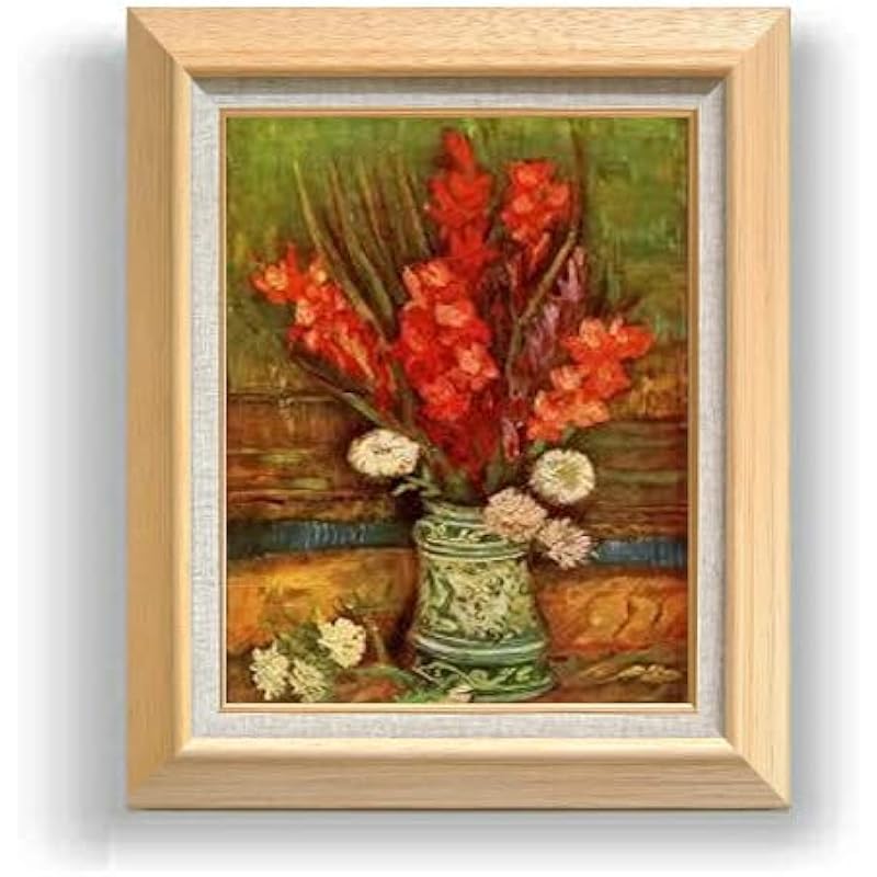 インテリア 紫 ゴッホ 赤いグラジオラスのある花瓶 F6 油絵直筆仕上げ 556 465mm 額縁 絵画 アート インテリア 壁掛け複製画 Ddvavtvnhc Techplanet Lk