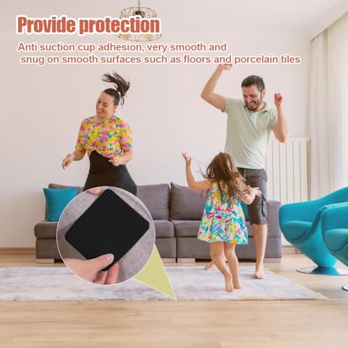 RANJIMA Teppich Antirutschunterlage, 8 Stück Antirutschmatte für Teppich Vacuum Tech, Waschbare & Wiederverwendbare Antirutsch Pads,Teppichstopper Antirutschmatte für Teppich Stopper (Schwarz)