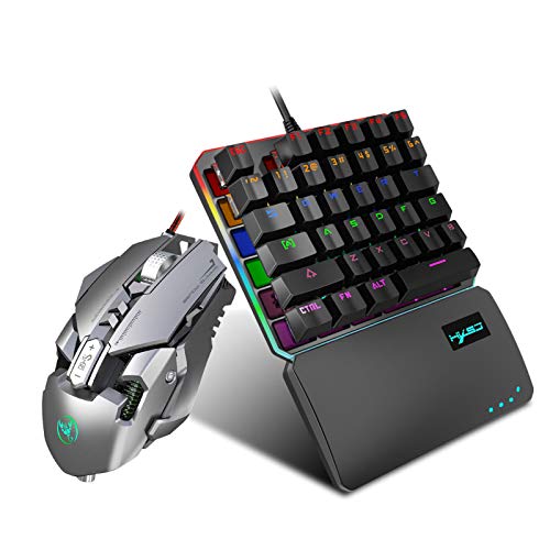 Einhand-Gaming-Tastatur Und -Maus-Kombination, Blue Switch Gaming-Halbtastatur Und -Maus, RGB-beleuchtete USB-Kabel-Ergonomie-Tastatur Mit