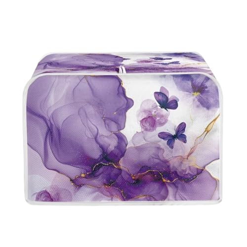 Image of Talayituse Marble Butterfly Print Toaster Cover - 4 Slice Wide Slot, Lightweight, Dust Protection, Washable, Bread Maker Cover