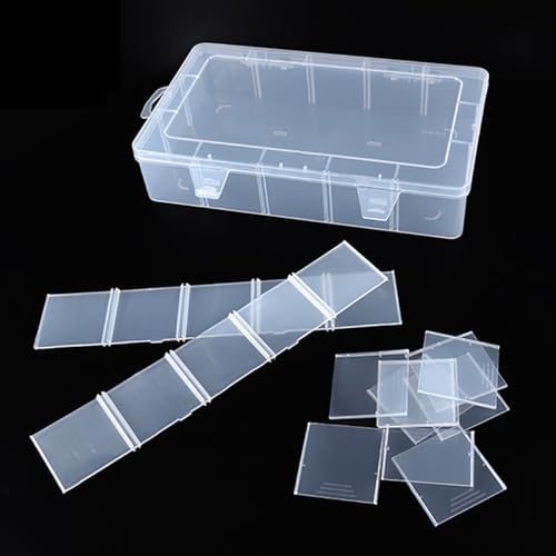 Image of 2 Pack Clear Plastic Organizer Box (15 Girds), Beads Storage Containers Box with Movable Dividers Containers,Size 11.02 x 6.61 x 2.24 in