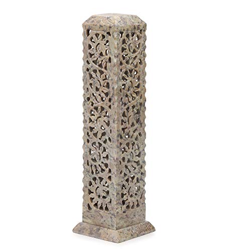 Carry Me Handmade Marble Soapstone Incense Stick Burner | Candle Stick Holder | Tea Light Burner - Perfect Floral Carving For Gifting. Decorative Home And Kitchen Decor (3 X 3 X 11 Inches) #TOP6