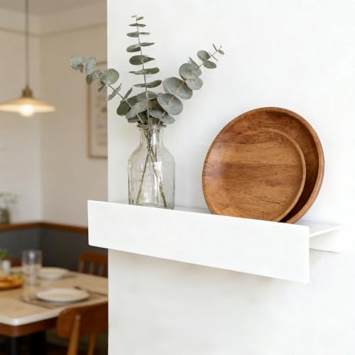 ZoZoMaiy Portachiavi da Parete con Mensola, Appendi Chiavi a Muro con 8 Ganci Murali Nascosti, Con Viti di Fissaggio, Appendichiavi da Muro per Ingresso, Corridoio e Cucina, 43 x 8 x 7 cm, Bianco