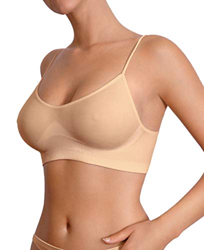 Preisvergleich Produktbild souspy 3er Set Mikrofaser Bustier BH Seamless-Classic Ecru L-XL