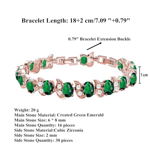 Image of LMXXVJ Fashion Tennis Bracelet Created Emerald White Gold Plated Charm Bracelet Gifts Jewelry for Women