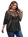 MakeMeChic Women's Plus Size Concert Outfits Fishnet Tops Black Rhinestone Sheer Short Sleeve Summer Tops B Black X-Large Plus