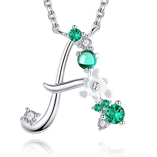 VIKI LYNN Collier Pendentif Lettre Initial A en Mon Collier Prénom Personnalisé en Argent Fin 925 et Oxyde de Zircon Idée Cadeau noël pour Femme Fille Cover